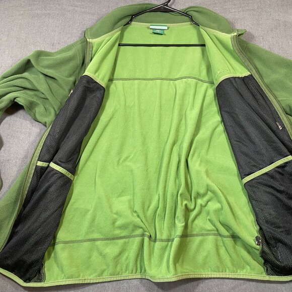 L.L. Bean Polartec Full-Zip Green Fleece Jacket With Mesh Lining Mens size LG - Picture 3 of 16